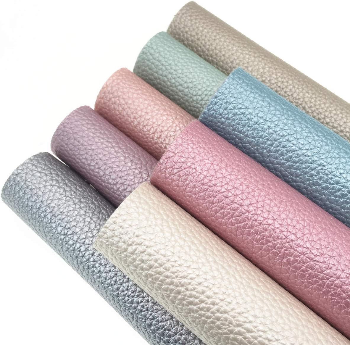 ZAIONE Soft Pearl Lustrous Textured Faux Leather Sheets 8pcs/Set 8" x 12" (20cm x 30cm) Shiny Grain Metallic PU Synthetic Leather Fabric for Bags Craft Bow Earrings Making DIY Craft(8 Colors)