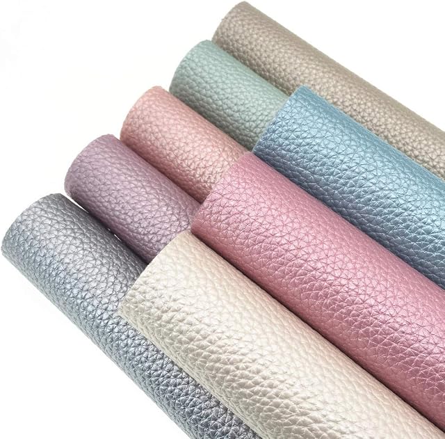 ZAIONE Soft Pearl Lustrous Textured Faux Leather Sheets 8pcs/Set 8" x 12" (20cm x 30cm) Shiny Grain Metallic PU Synthetic Leather Fabric For Bags Craft Bow Earrings Making Material DIY Craft(8 Colors)