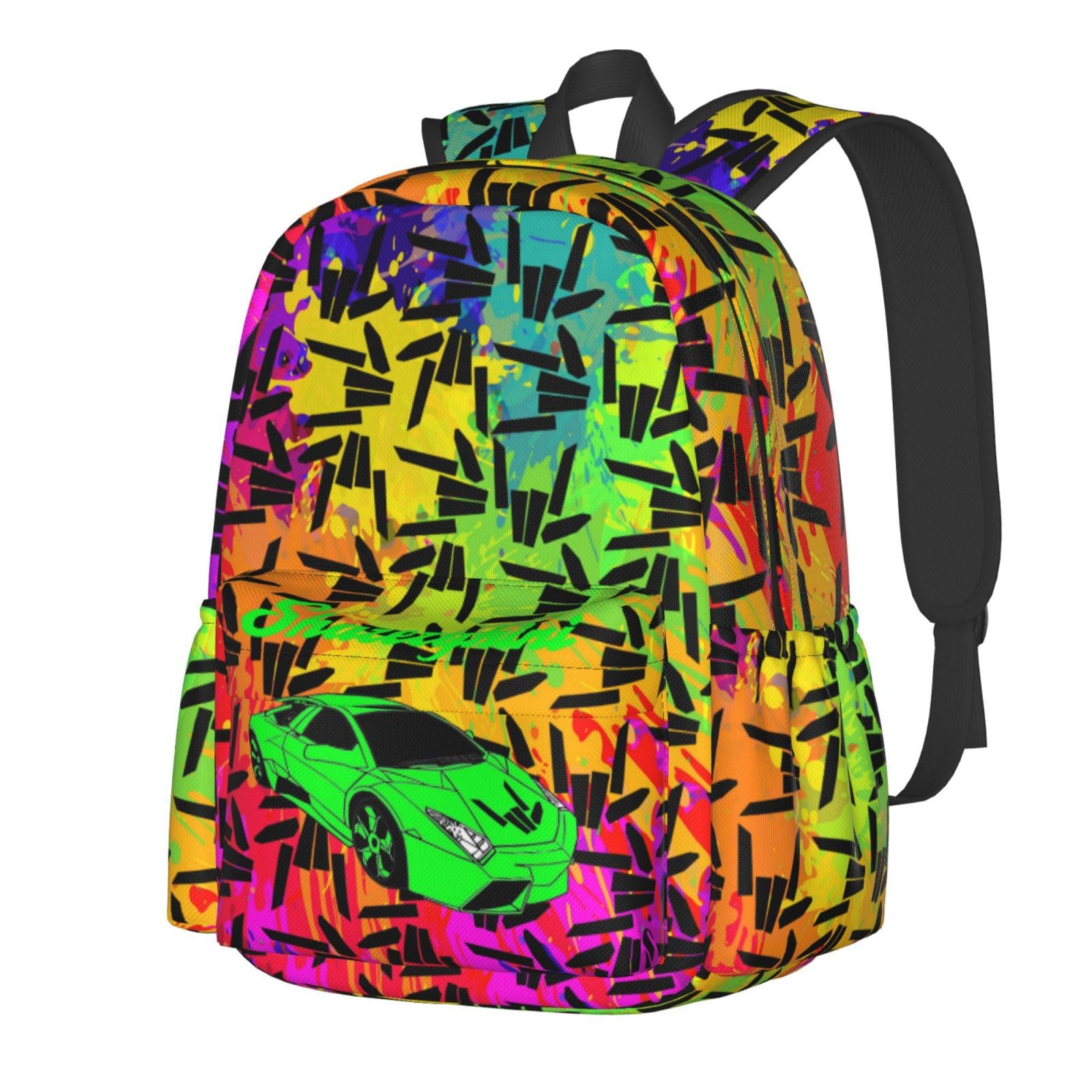 Lightweight Hiking Daypacks Large-Capacity Backpack With Full Print, Adjustable Shoulder Straps, Black4