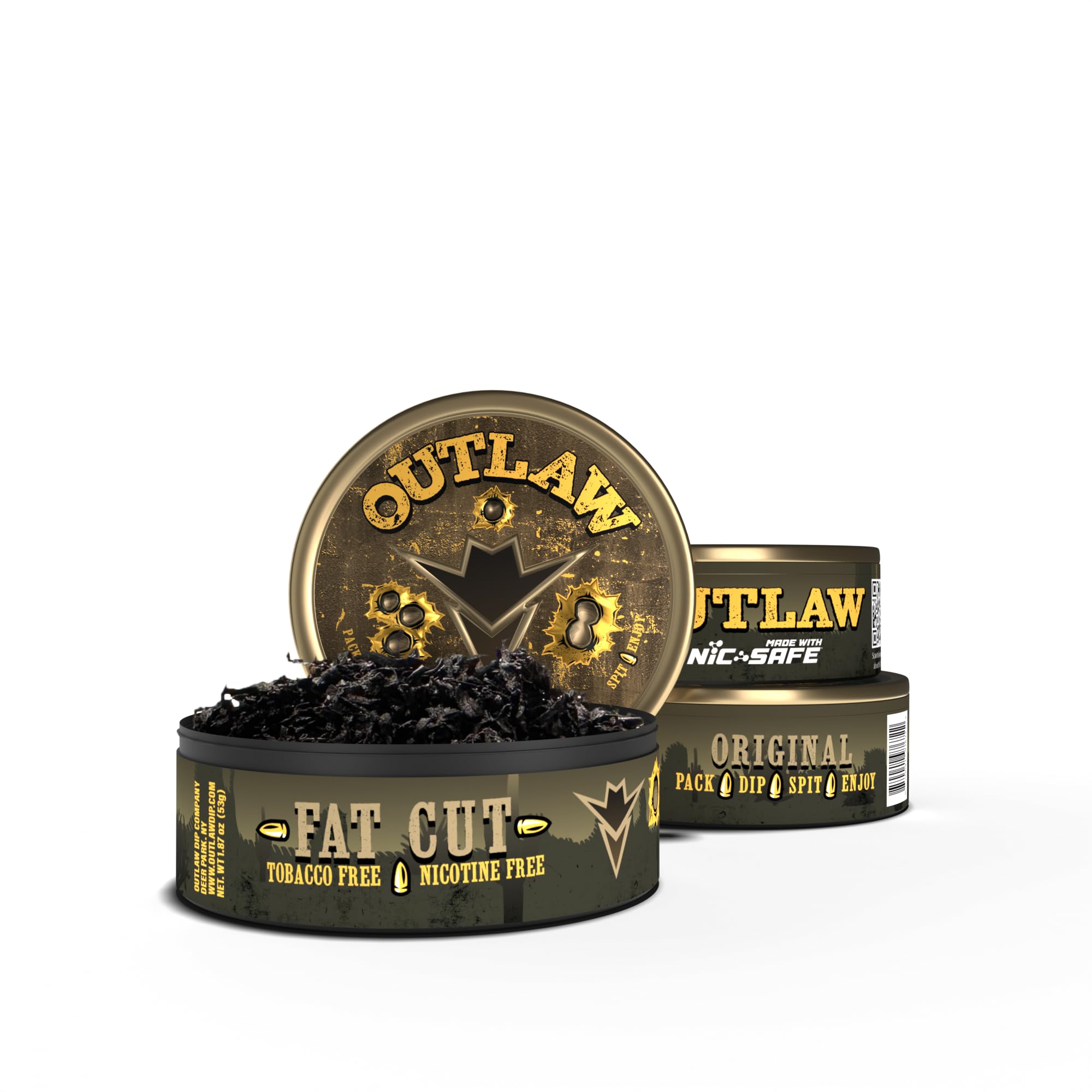 Outlaw Original NiC-Safe™ Fat Cut - 3 Pack - Tobacco & Nicotine Free Chew