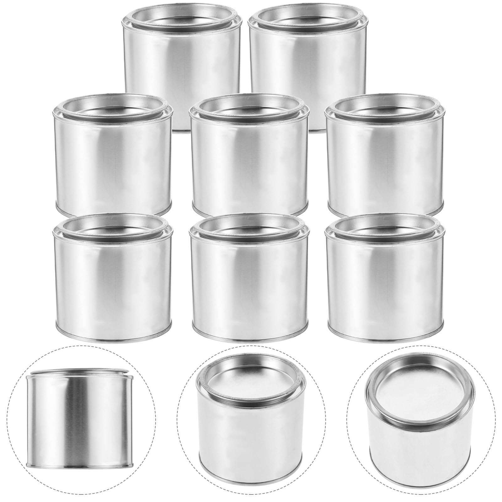 STOBAZA Latas de Metal para Mezcla y Almacenamiento de Pintura y Tinta, 8 Unidades Redondas de 0,3 L, Portátiles para Uso en Hogar y Taller Tapa Color Aleatorio