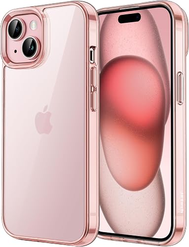 JETech Case for iPhone 15 Plus 6.7-Inch, Non-Yellowing Shockproof Phone Bumper Cover, Anti-Scratch Clear Back (Pink)