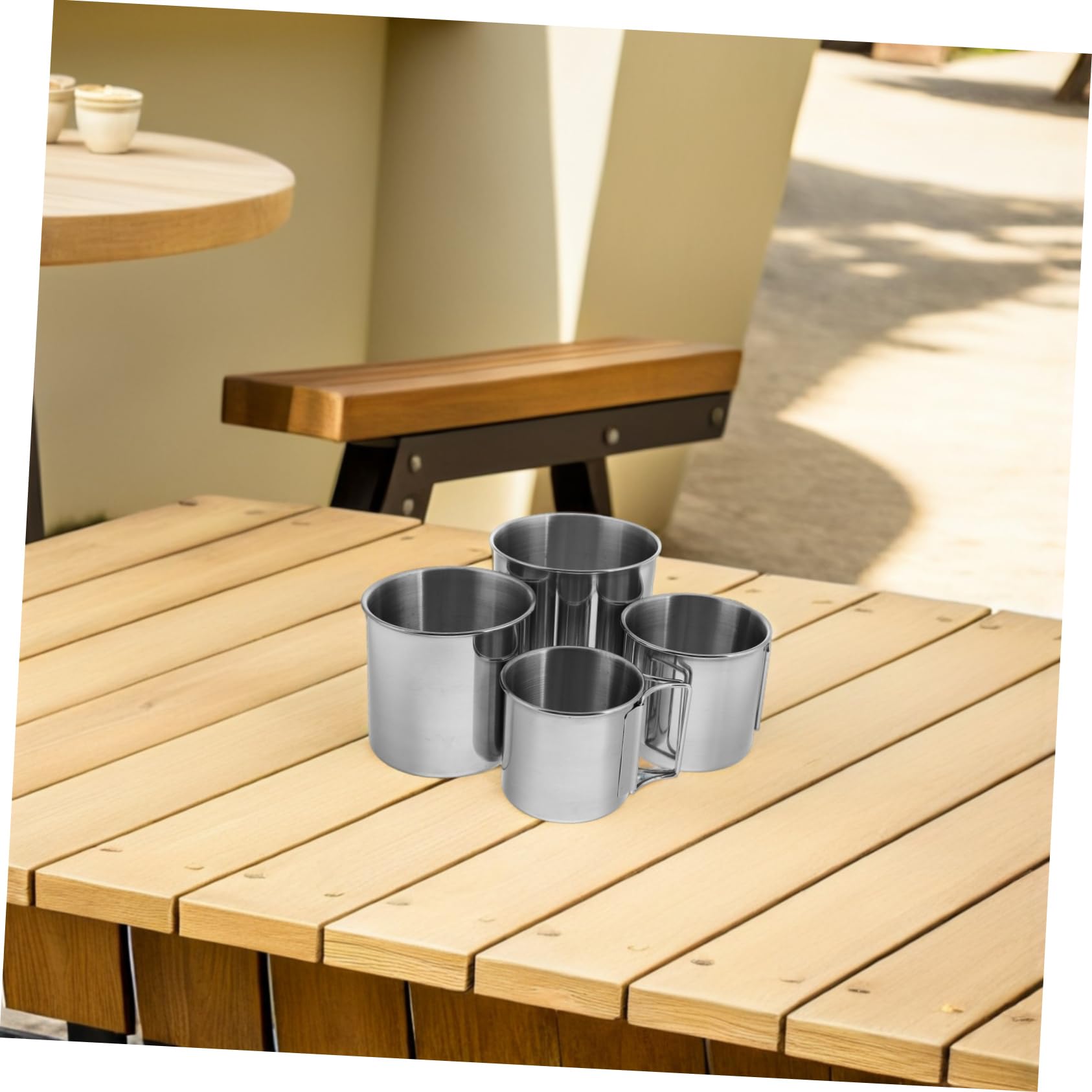 HANABASS 4 Stück Edelstahl Becher für Outdoor Faltbar Tragbar aus Edelstahl für Camping Reisen und Picknick Mehrwegbecher