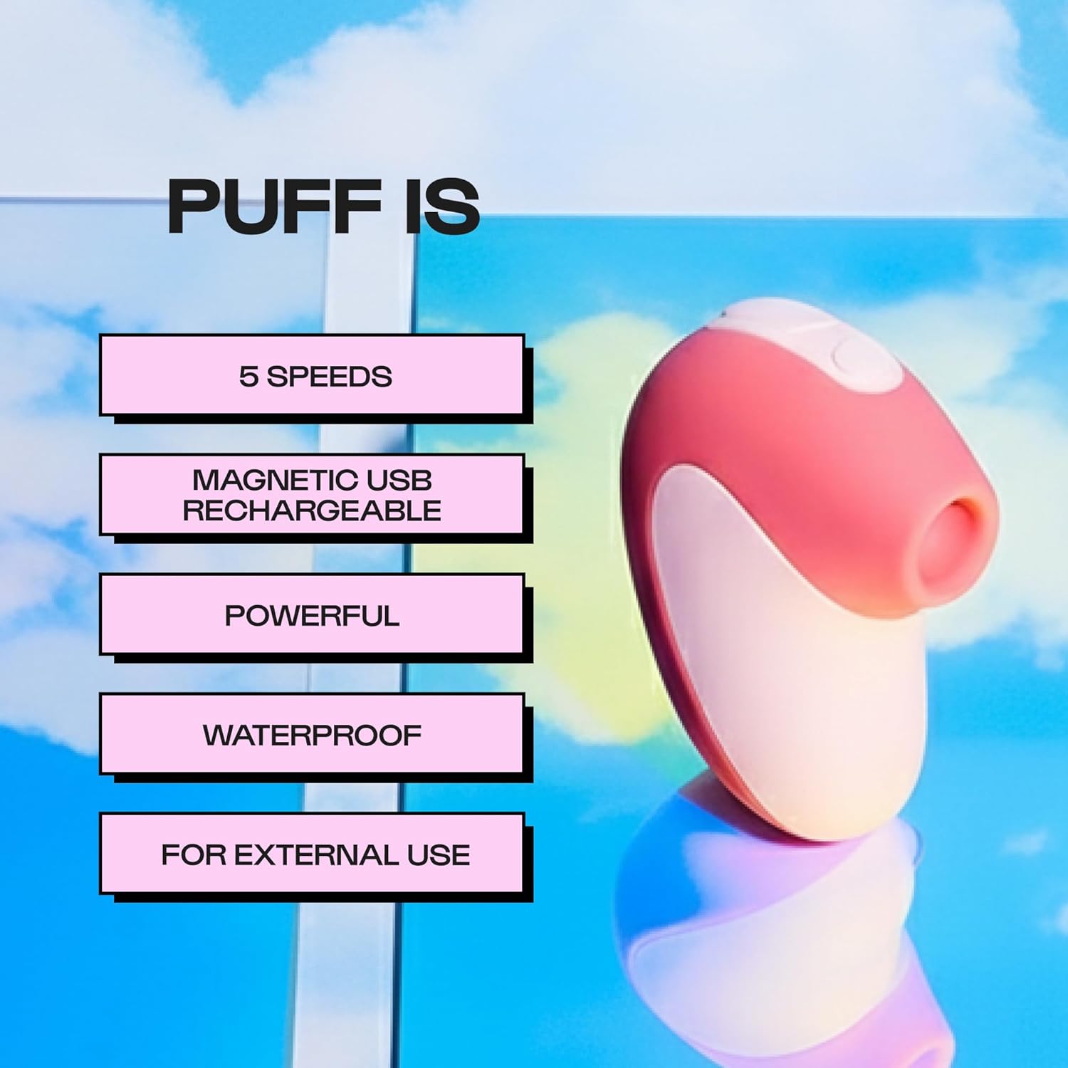 Unbound Puff Vibrator - Powerful Personal Suction Vibrator, Clitioral Sucker, USB Rechargeable Tiny Vibrator for Women with Multispeed Functions and Waterproof - Adult Sex Toys