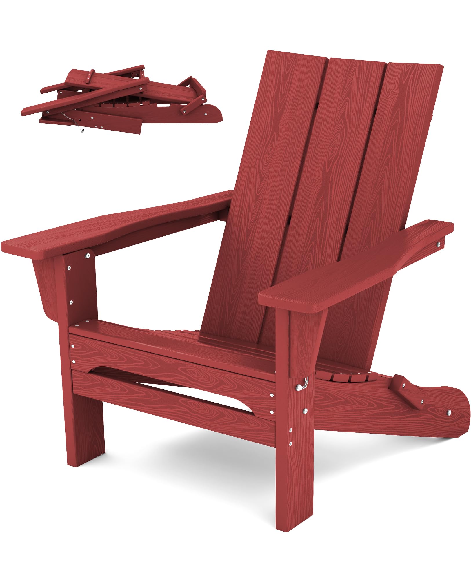 SERWALL Modern Folding Adirondack Chair Red