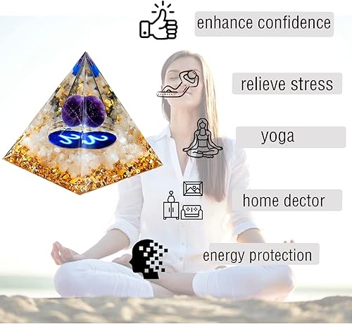 Miniatura 4 de Dqdy Pirámide de cristal de orgón y piedras curativas de orgón pirámide de energía positiva, decoración de oficina, accesorios de escritorio, regalo