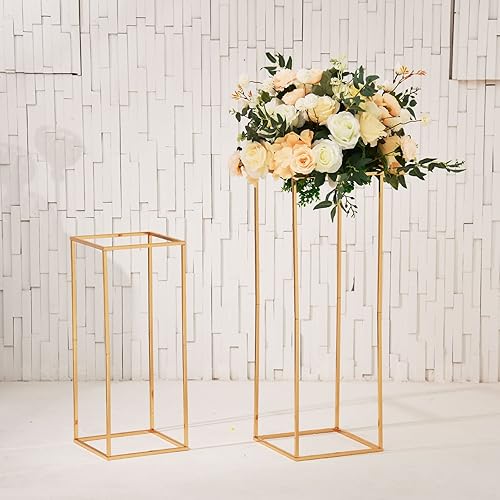 Miniatura 3 de Fullvaseer Paquete de 5 centros de mesa de jarrón dorado para boda, soporte de flores de metal de 31.5 pulgadas de alto