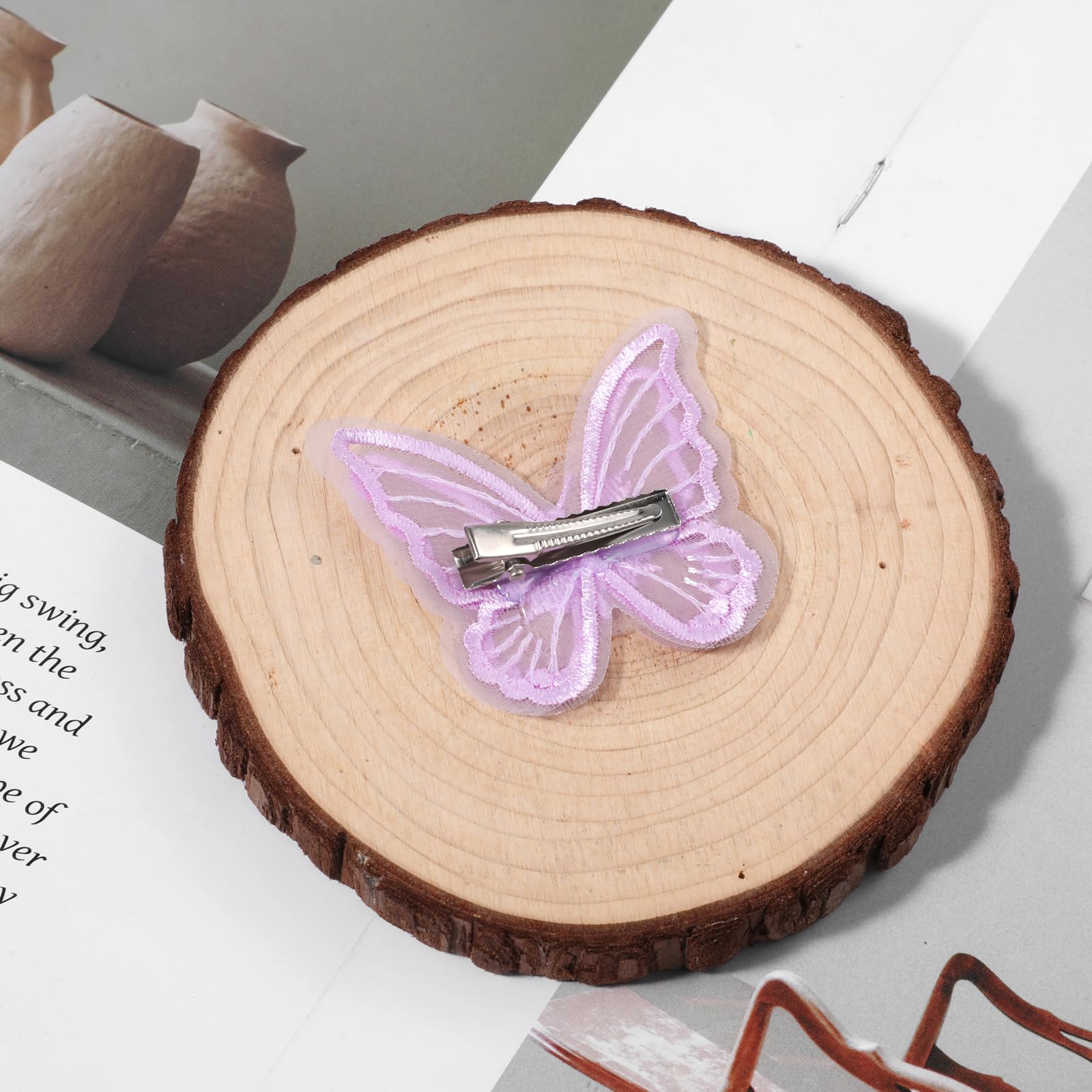 Dimeho 10 Stück Schmetterling Haarklammer, Süße Haarnadel aus Spitze, Mini Haarspangen, Butterfly Hair Clips, Haarstyling Accessoires für Party Festival (Lila)