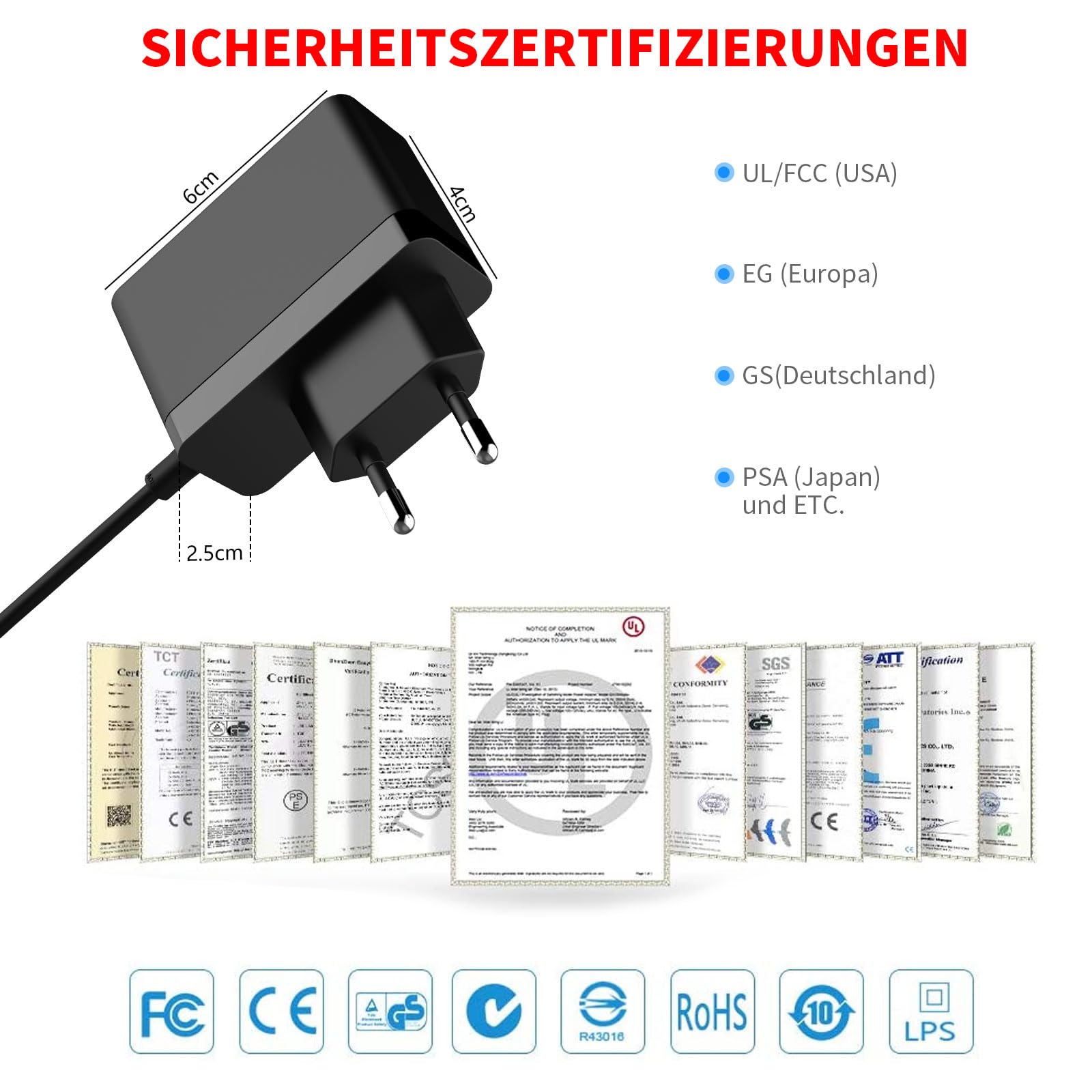 MEROM Caricatore da 9,5 V, compatibile con Kärcher EDI 4, alimentatore di rete per Mobile Outdoor Cleaner OC 3, tergicristallo a batteria FC 3 Cordless Premium e EWM 2, pulitore di ricambio