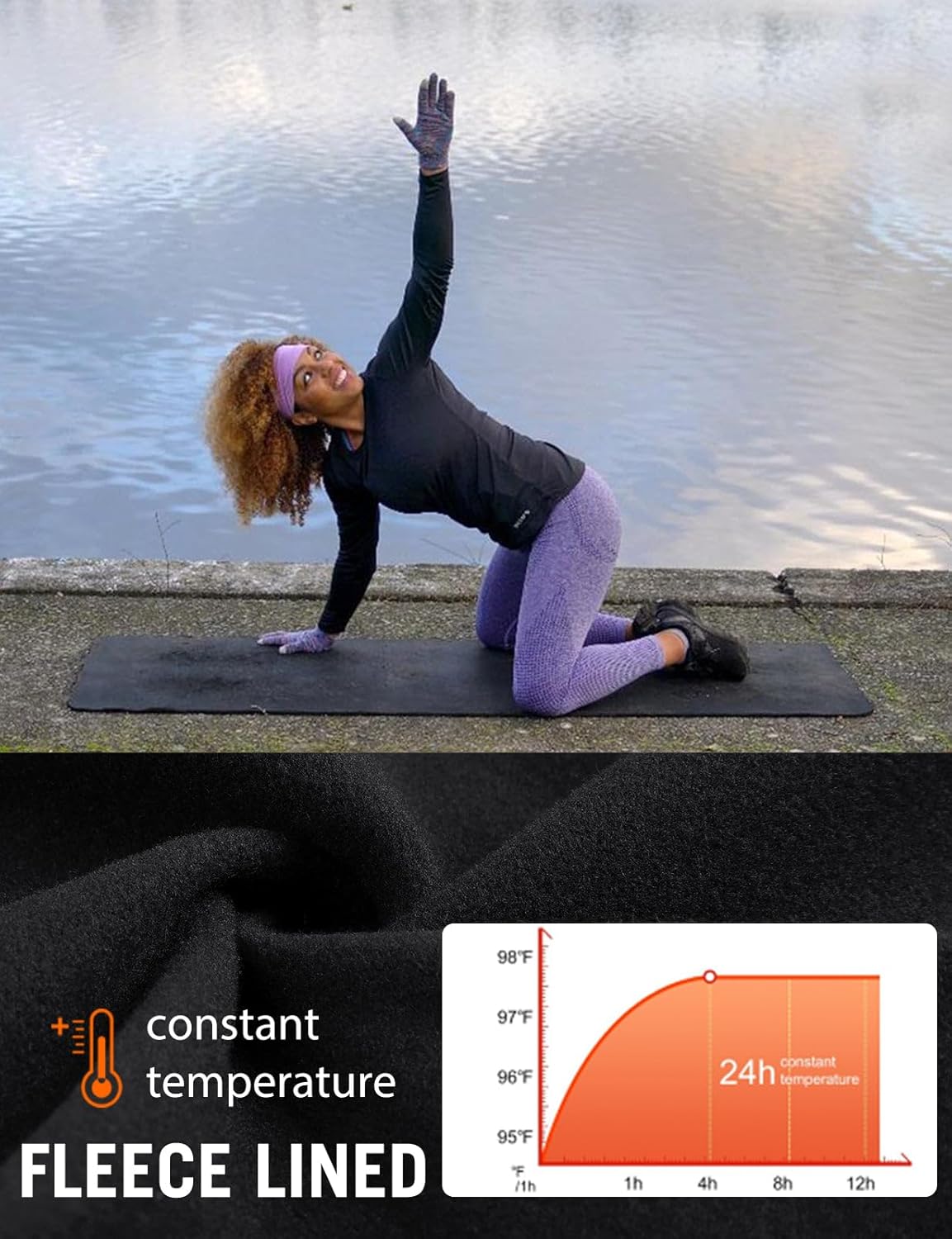 baleaf Thermal Shirts for Women Long Sleeve Fleece Tops Running Workout Cold Weather Gear Compression Zipper Pocket - Image 5