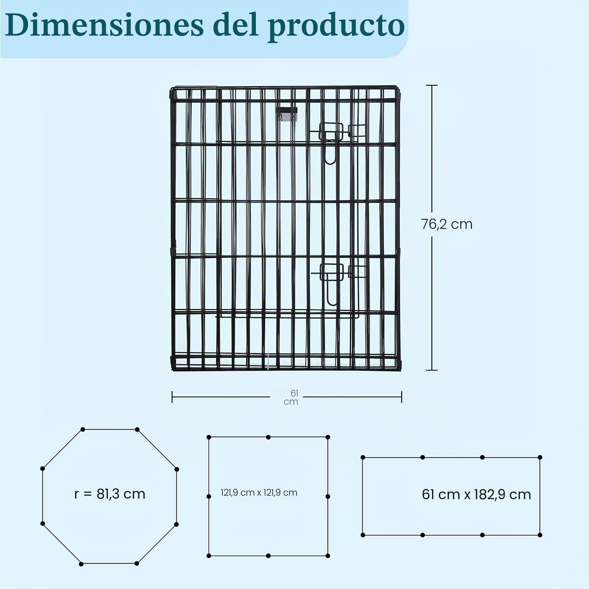Petmaker Corralito Plegable de Metal con 8 Paneles de 24 x 30 Pulgadas, Interior y Exterior con Puerta para Perros, Gatos o Animales pequeños