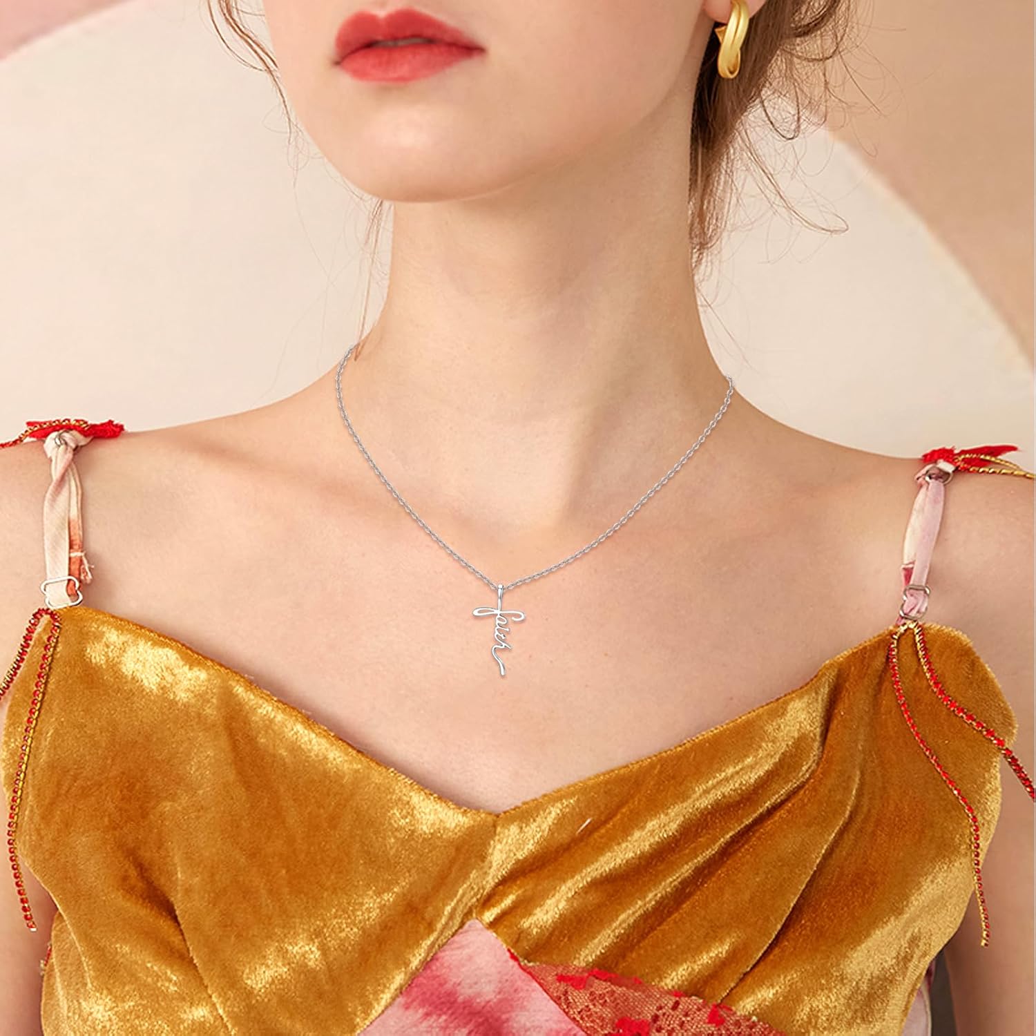 POPLYKE Cross Necklace for Women 925 Sterling Silver Faith Hope Jesus Necklace Religious Jewelry Christian Gifts for Women - Image 2