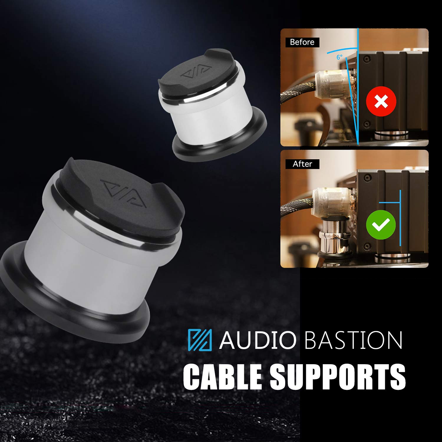 AUDIO BASTION Adjustable Height Audio (28-37mm) Cable Supports/Elevators for Reduce Harmful Effects of Floor-Borne Vibrations (CS-II)