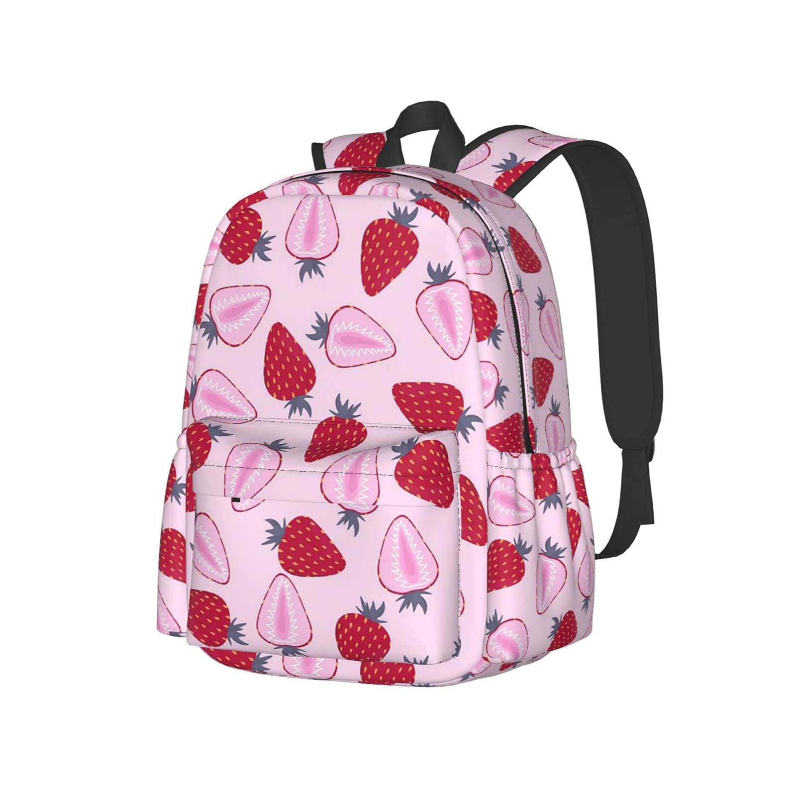 KiuLoam17 Inch Backpack Red Pink Roses Laptop Backpack Shoulder Bag School Bookbag Casual Daypack