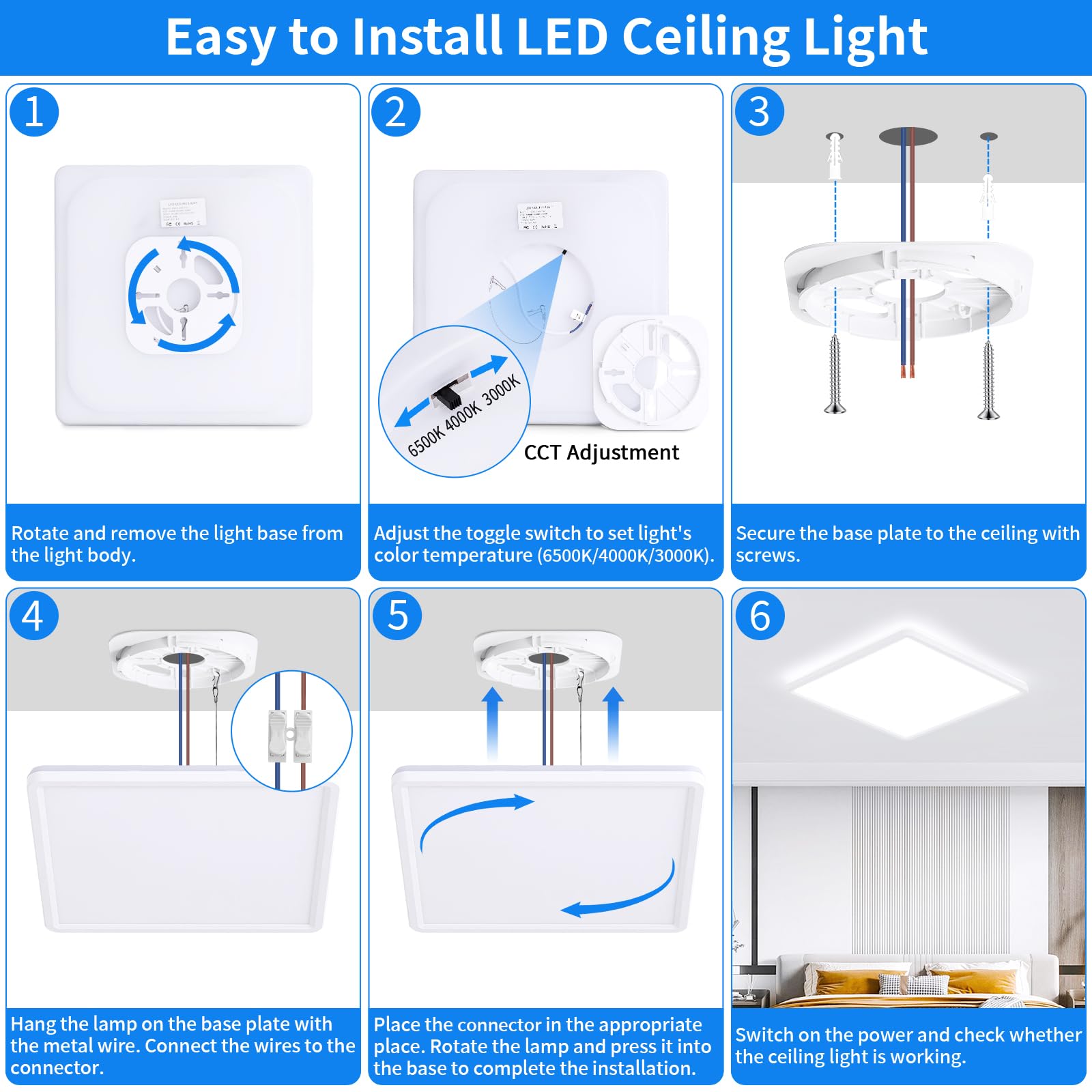 MOONSEA LED Plafondlamp Dimbaar 48W, Plafondlamp met Afstandsbediening 3000K-6000K, LED Plafondpaneel Ronde voor slaapkamer, woonkamer, Kinderkamer, eetkamer, Wit, 50 cm