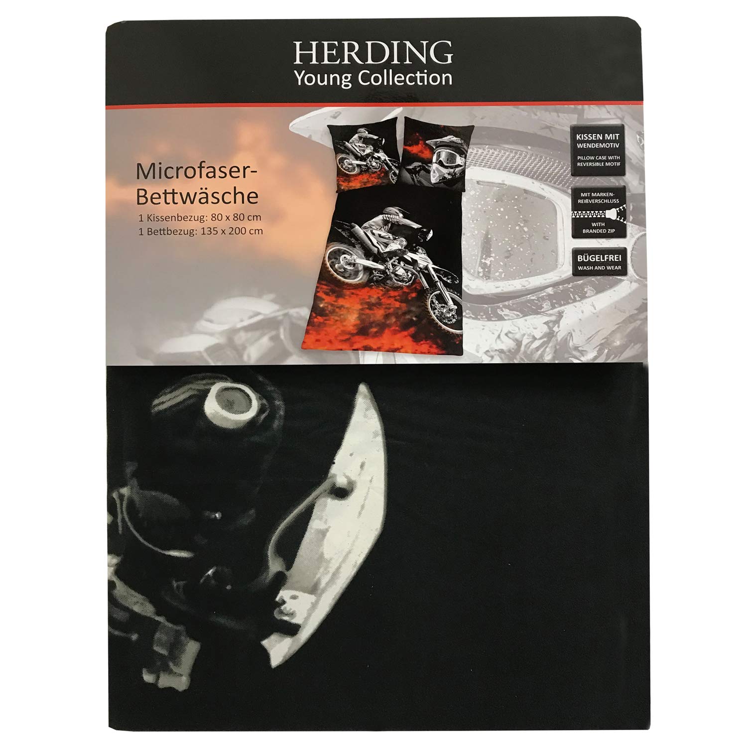 Herding Young Collection Set Biancheria da Letto, Motivo con Mountain Bike, Federa 70 x 90 cm, Copripiumino 140 x 200 cm, Multicolore