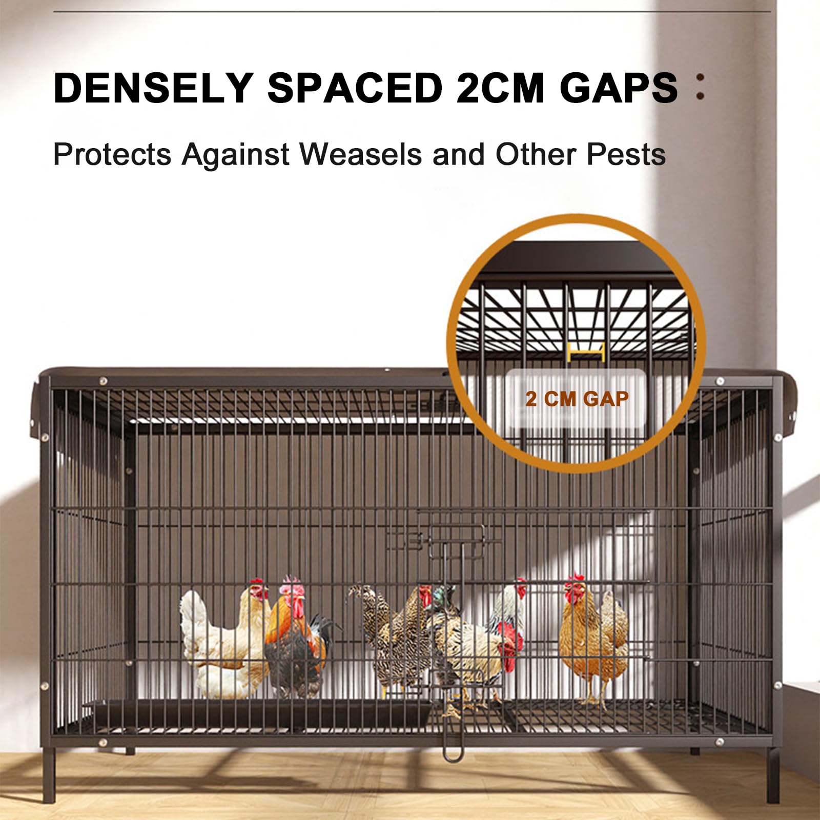Gallinero Exterior De Metal para Jardín, con Puerta con Cerradura Y Techo Impermeable, con Capacidad para 6 A 15 Gallinas; Fácil Montaje. Jaula Exterior para Aves De Corral, Patos Y Black 140×60×65cm