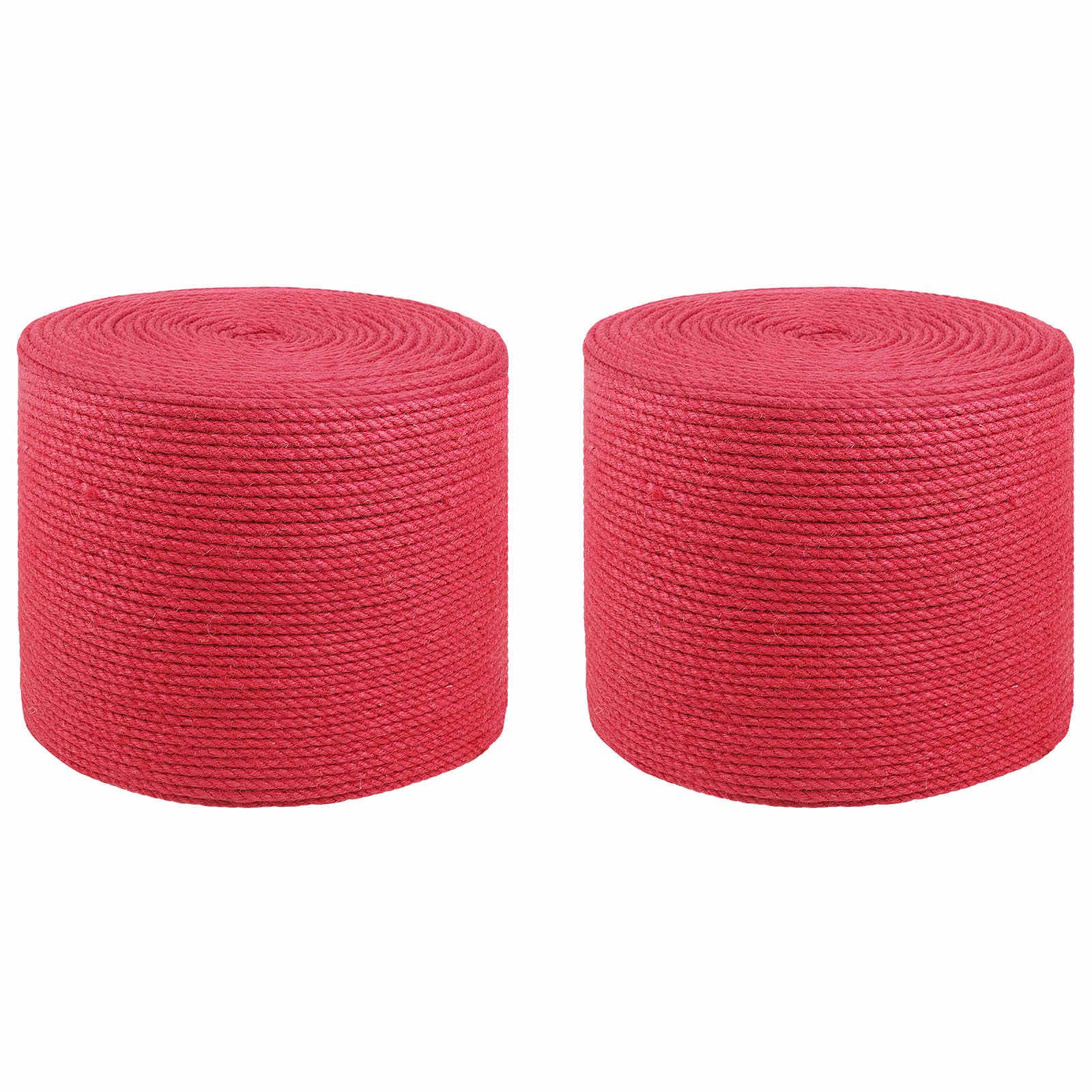 Corda di iuta rossa 100% Tossa, 3 strati, diametro 5 mm, versatile, per giardino, fai da te, fissaggio e trasporto, con affidabile protezione per nodi, 2 pezzi