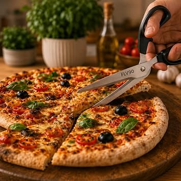 Stainless Steel Pizza Scissors Super Sharp Kitchen Scissors for Pizza Grated Flambée and Cake Ergonomic Non-Slip Handles Dishwasher Safe