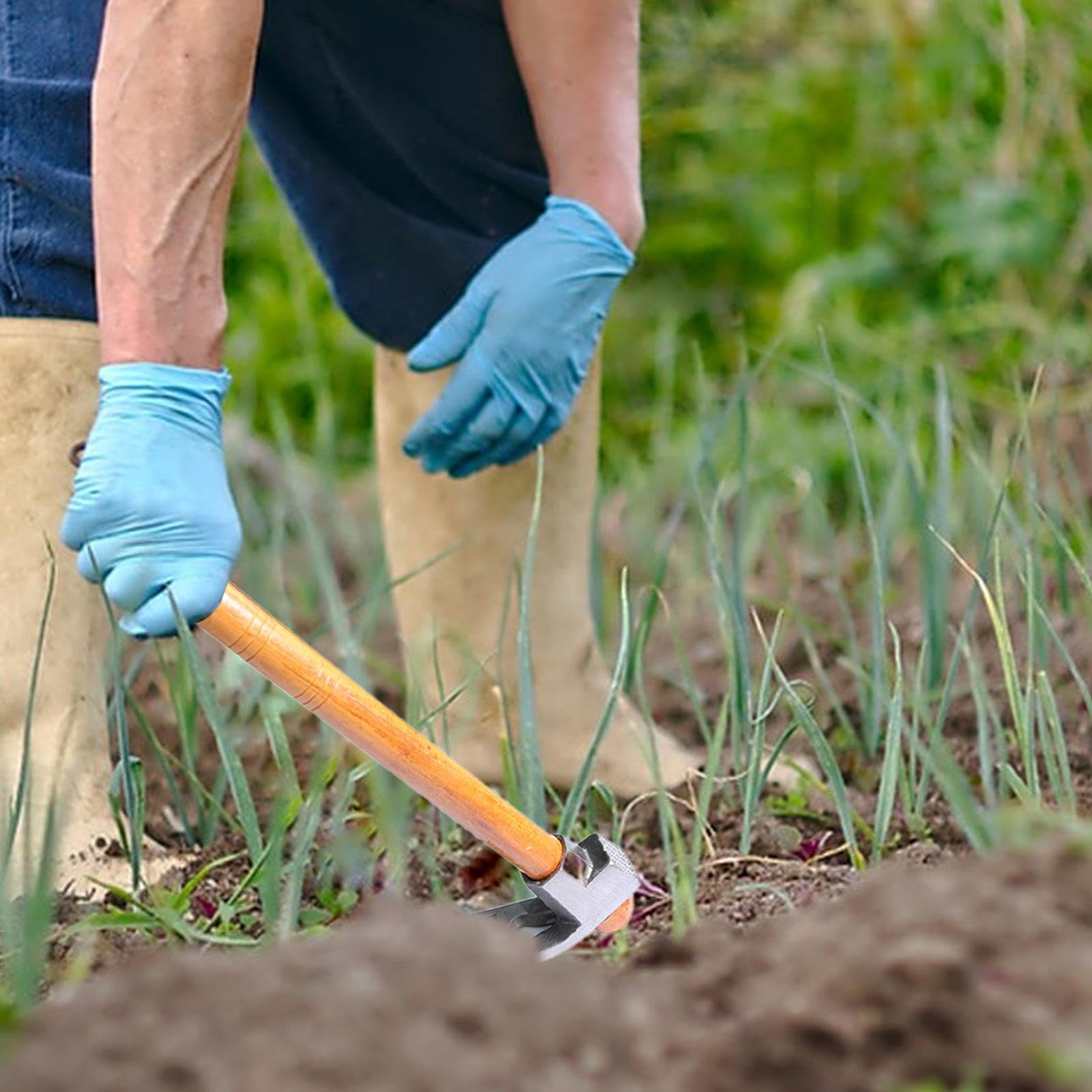 Houe Outil De Jardin Robuste,Outil De Houe De Jardin,Houe multifonctionnelle | Houe de jardinage en acier, outil manuel avec manche en bois, accessoires d'extraction de désherbage pour le désherbage d