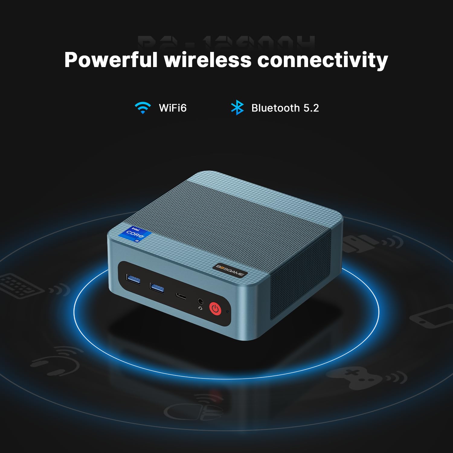 BOSGAME Mini Pc P2 Pro, Intel I9 12900H (14C/20T, Até 5,0 Ghz