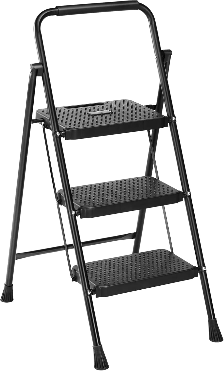 Black 3 Step Step Stool, 800Lbs Heavy Duty Portable Folding Ladder with Anti-Slip Pedals for Kitchen Garage Outdoor Tasks