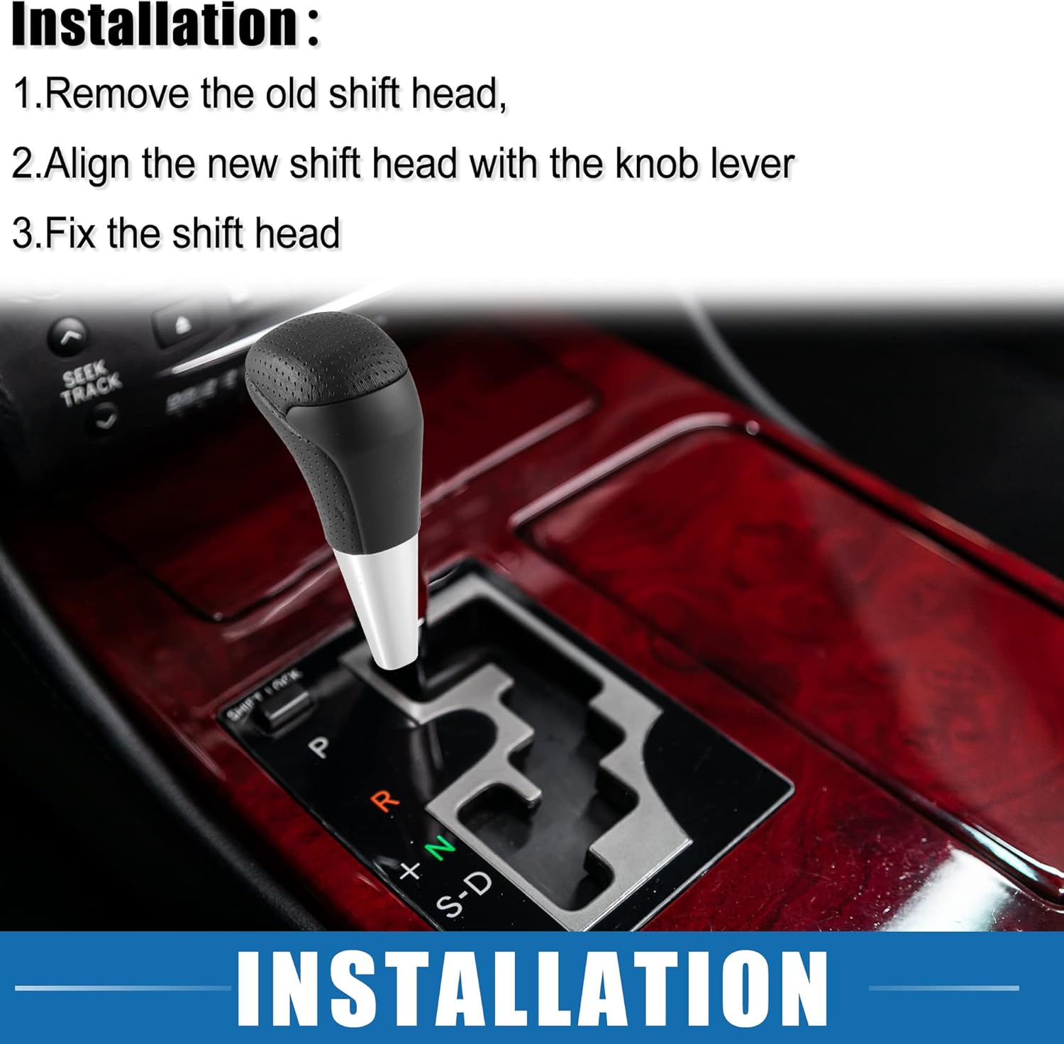 Automatic Gear Stick Shift Knob Gear Shift Knob Stick Shifter for Toyota Land Cruiser 2016-2021 4Runner 2003-2021 Tundra 2008-2021 Black Wood Grain