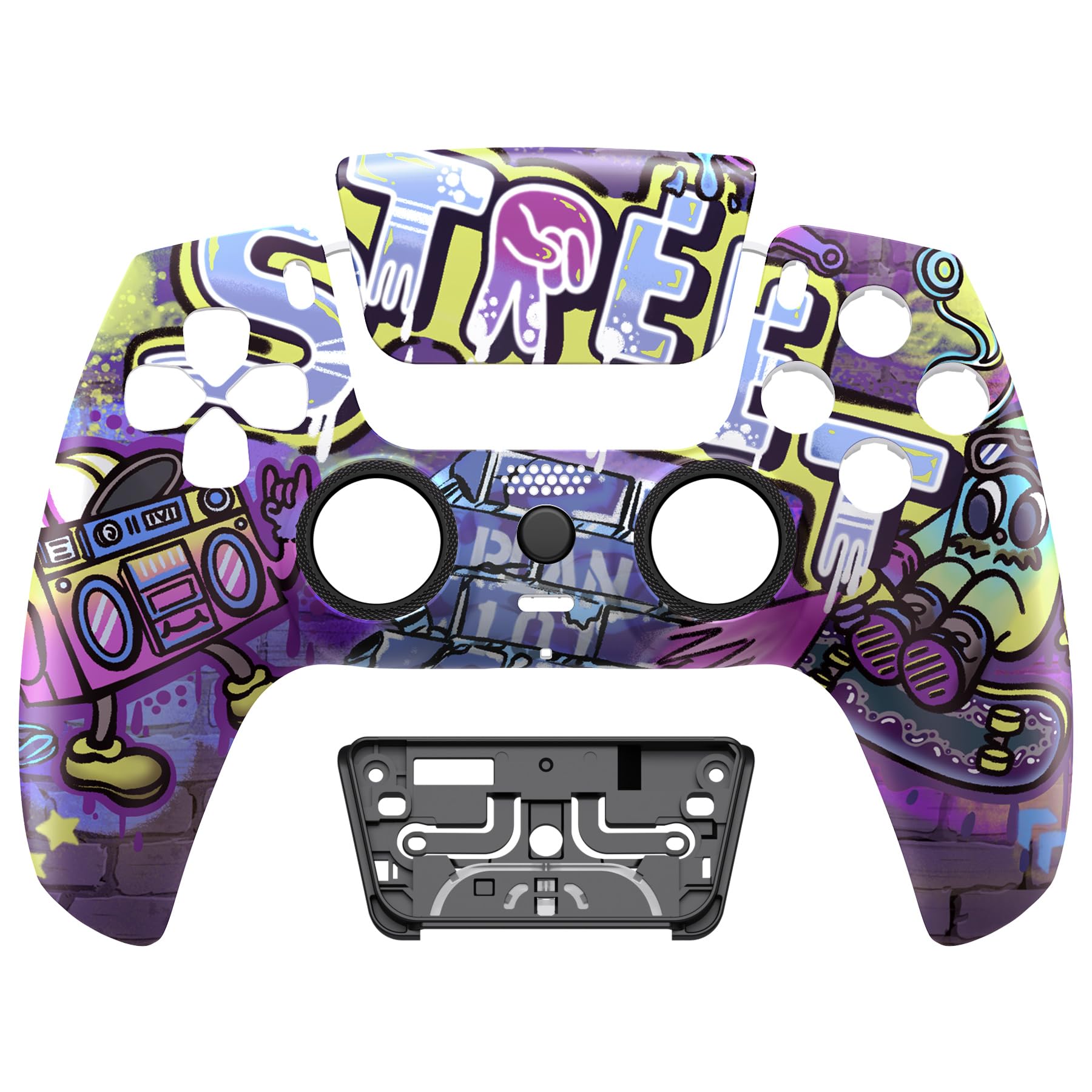 eXtremeRate Luna Cover per ps5 Controller Joystick,Shell Frontale Touchpad Ricambio,Scocca Ridisegnata&Anelli per ps5 Joypad BDM 010/020/030/040/050-Arte di Strada