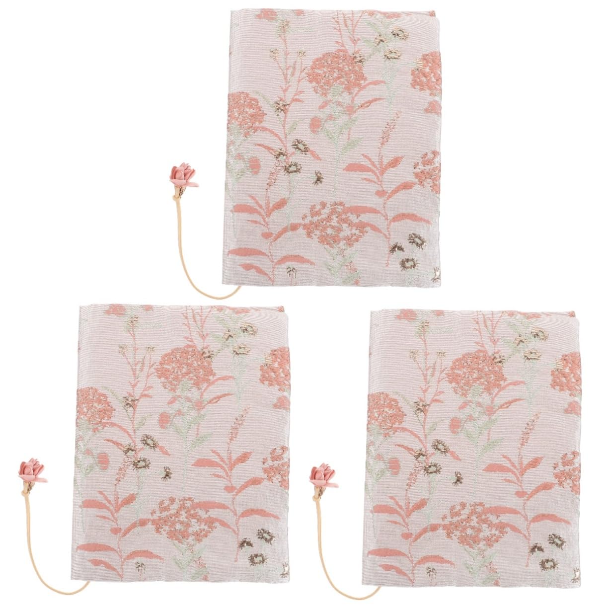 NUOBESTY 3 Pièces Couverture de livre en tissu des cahiers carnet de notes élégant protège-livre pochette de protection de livre manuel livres Compte poudre de pissenlit a5 décorer rose