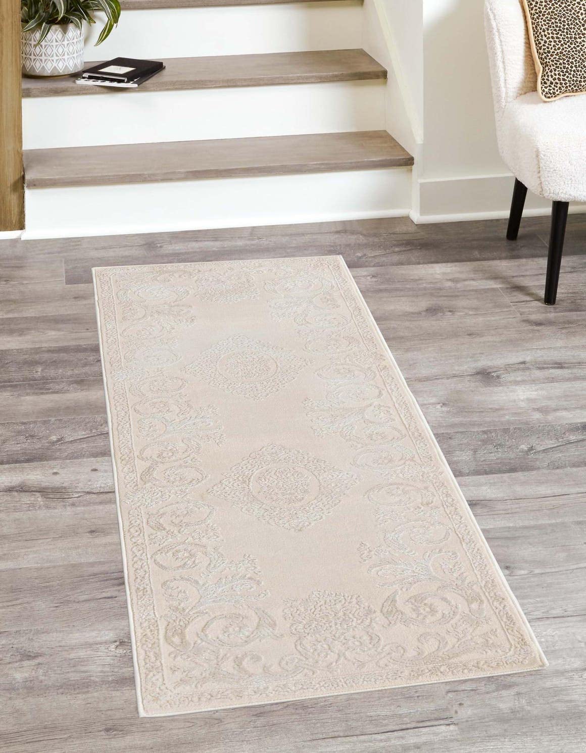 Unique Loom Finsbury Collection Area Rug - Diana (2' x 6' Runner, Ivory/ Beige)