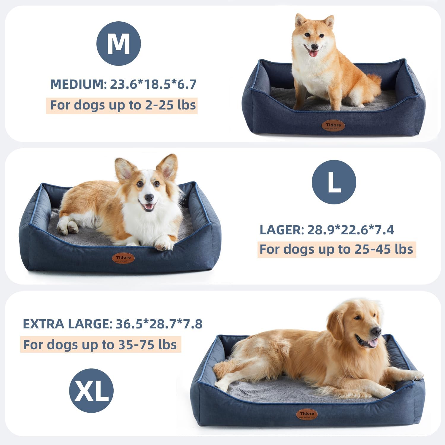 review Tidore Orthopedic Dog Beds for Small/Medium Dogs,Comfortable Egg-Crate Foam Sofa Pet Bed with Washable Removable Cover,Waterproof Lining and Nonskid Bottom Mat (Medium, Light Blue)