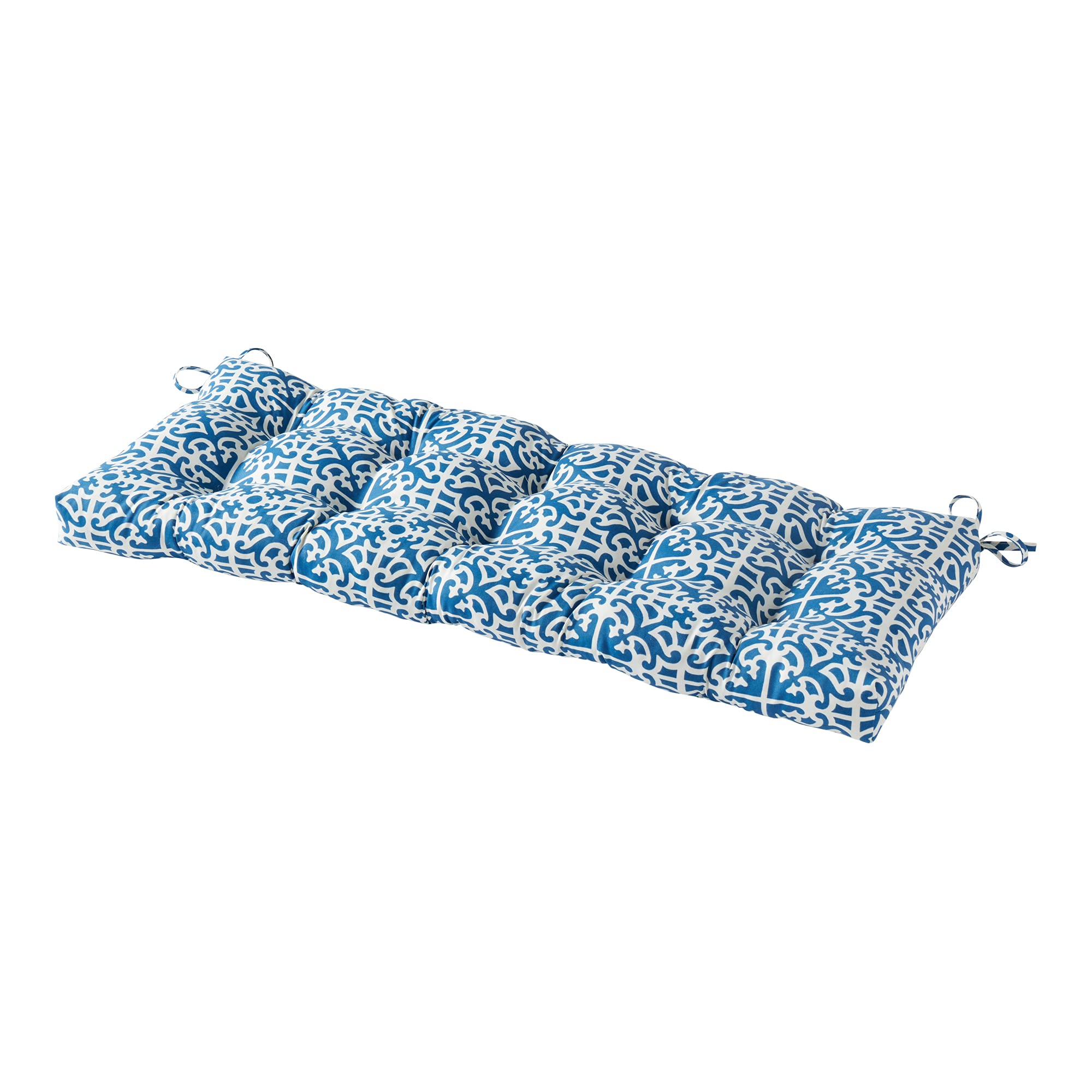 South Pine Porch Outdoor 51x18-inch Bench Cushion, Indigo Lattice