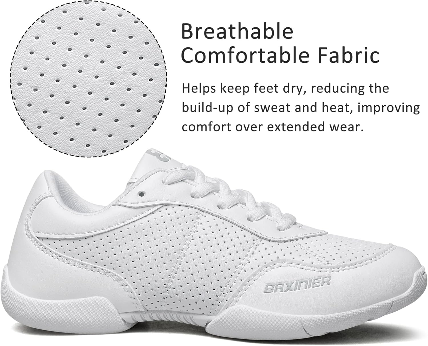 White Cheerleading Shoes for Girls Lightweight Competition Cheer Shoes Kids Dacne Sneakers - Image 2