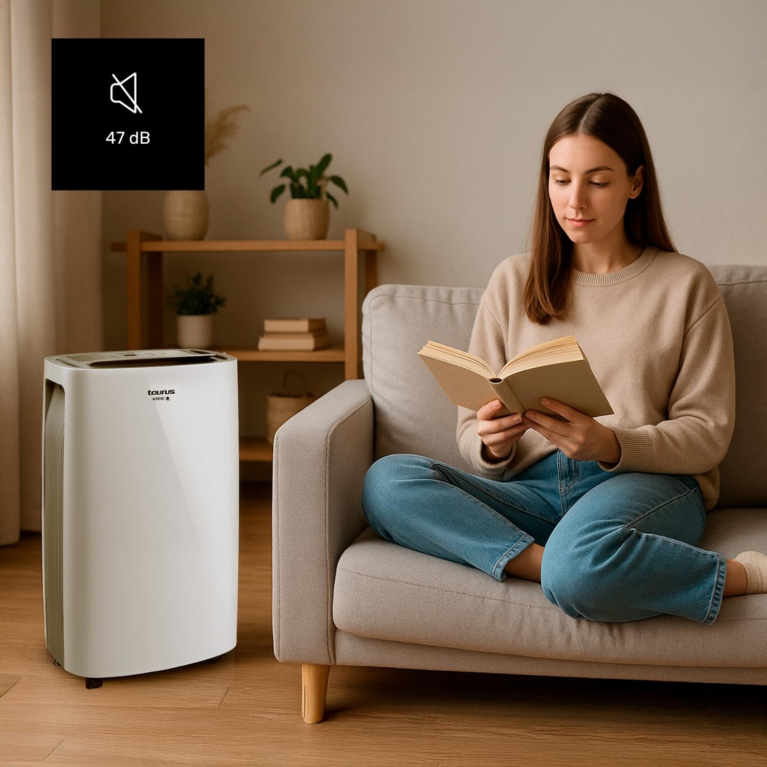 Taurus Pleasant - Deshumificador con nivel humedad, 22l/24h, superficies máx.45 m², temporizador, 2velocidades, silencioso, refrigerante R290, filtro extraible, indicador depósito lleno, ruedas, 340W