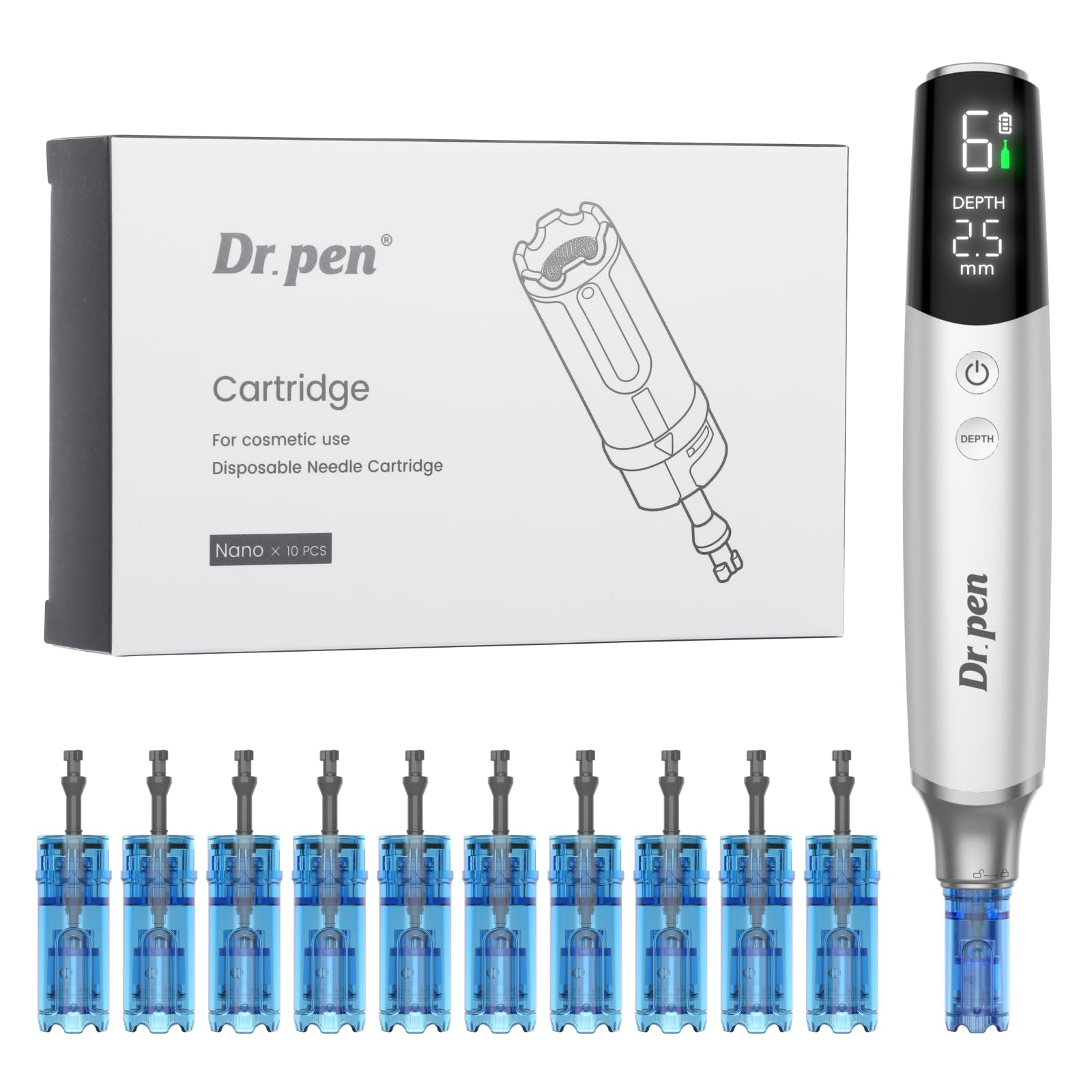 Dr.pen M9 10 Stück Kartuschen Nano-R | M9 Original-Chip | Nano-R: Tägliche Pflege & Make-up Base, schonend für sensible Haut. Ebener Teint, feinere Poren