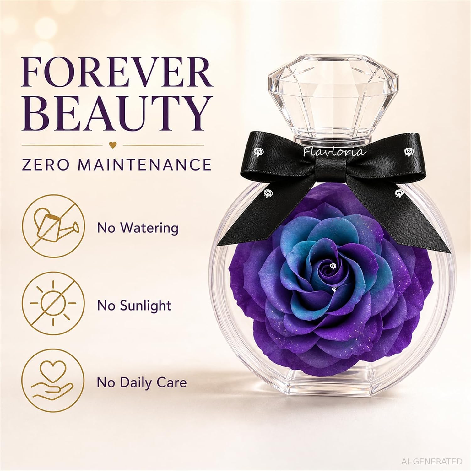 Preserved Flowers in Box, Blue Purple Forever Roses Gift for Women Mom | Mothers Day preserved flowers for mom, wife, girlfriend, or her; everlasting flowers with lasting beauty and no watering