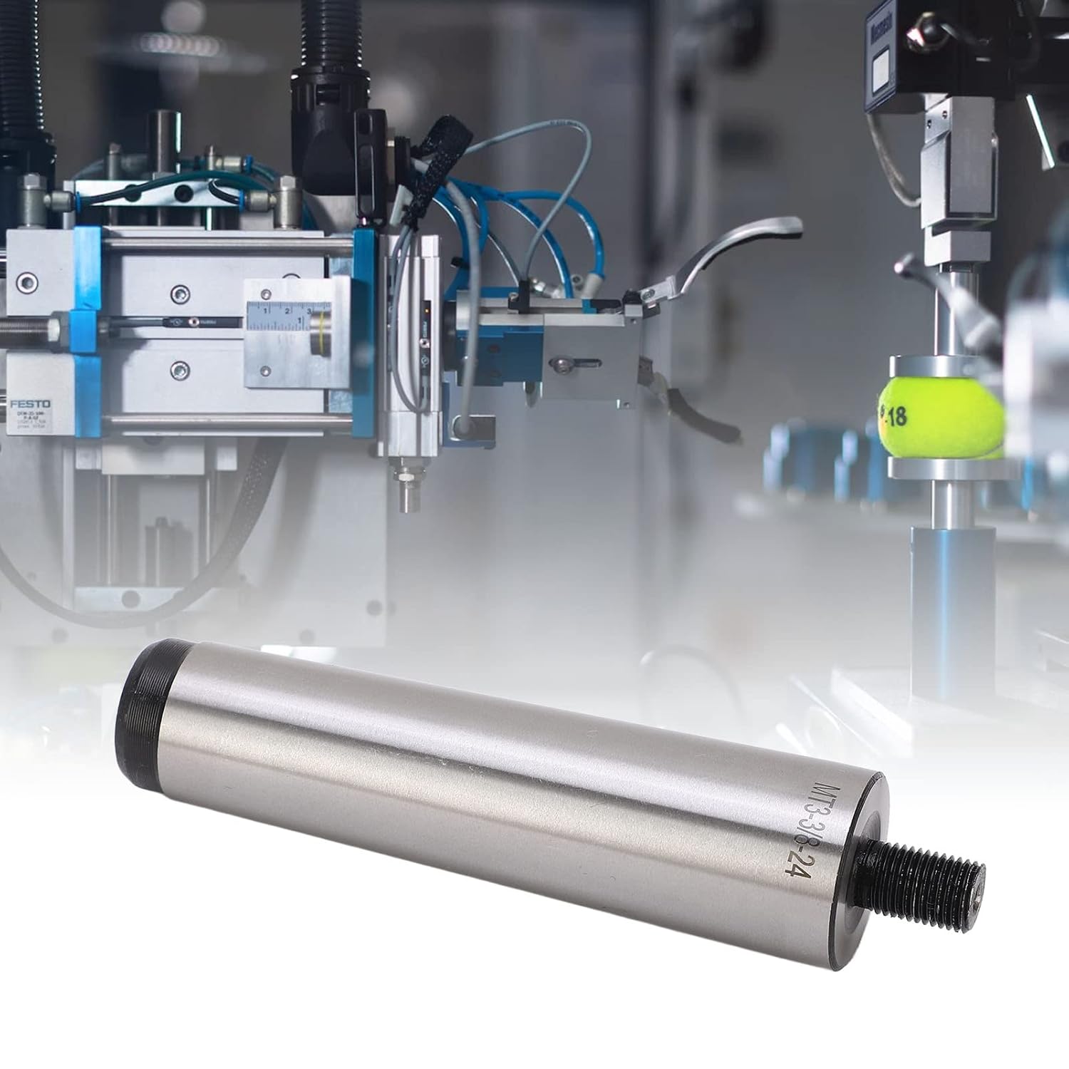 MT3 Shank to 3/8in‑24 Threaded Drill Chuck Arbor Adapter, Mill Chuck Arbor for Tapping Machine, Manganese Steel with High Hardness and Easy Installation