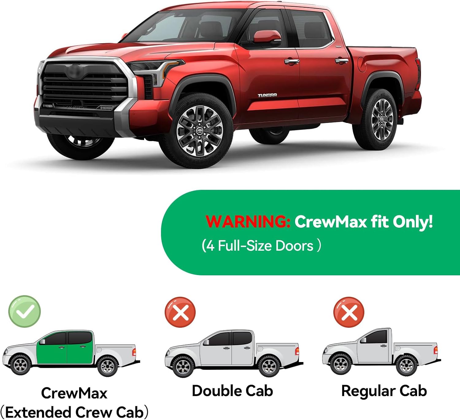 TPE Automotive Floor Mats Custom for 2022-2026 Toyota Tundra (Only for CrewMax Cab), All Weather Cover Protection Waterproof Black Floor Liner Front & Rear Row Full Set Car Mats, 3PCS