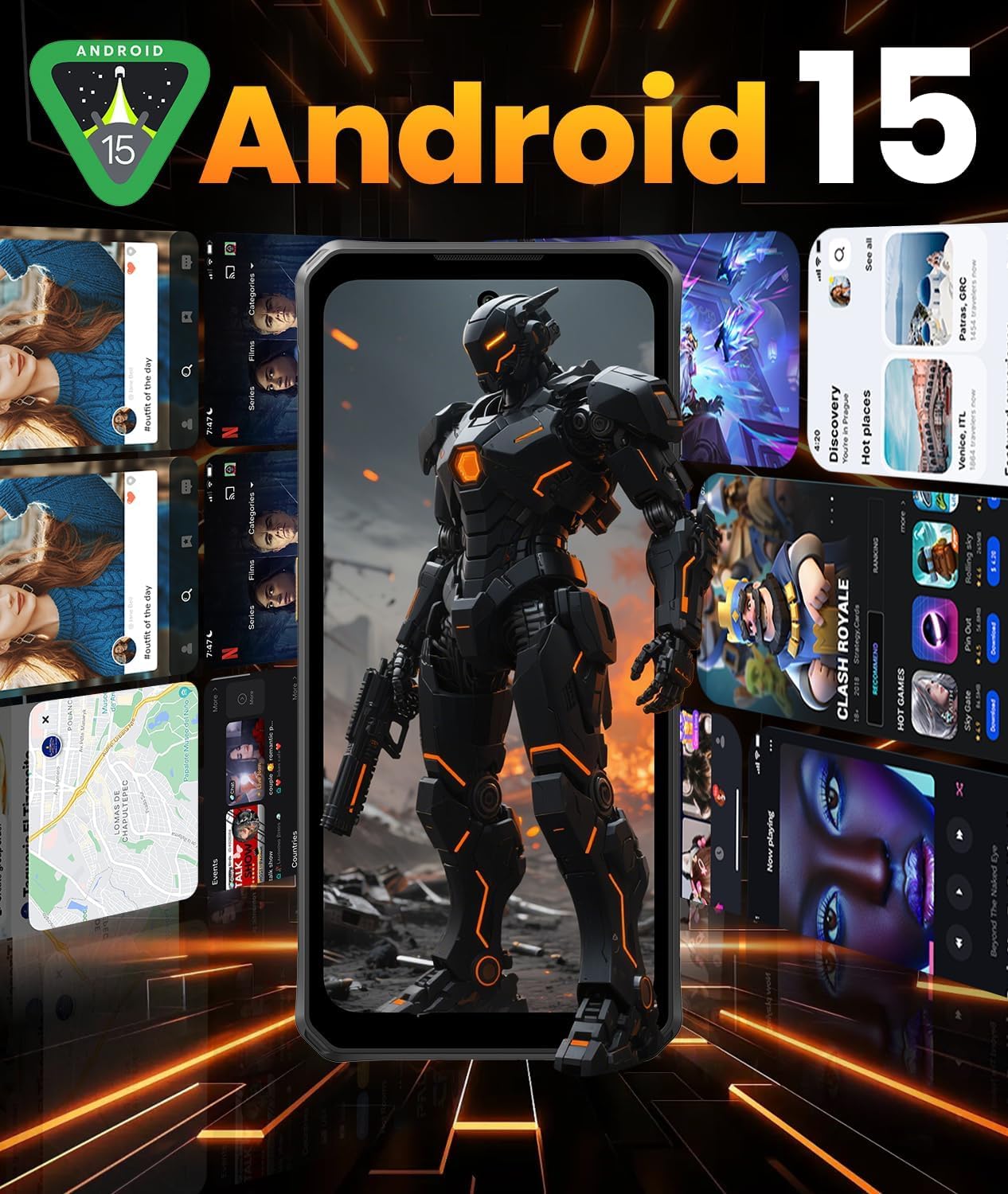 FOSSiBOT F114-28GO+256GO/2To+ écran 120 Hz Telephone Incassable Android 15 6.67''Gorilla Glass, 10.8mm Smartphone incassable léger, 50MP AI Caméra,5000mAh Telephone Portable, IP68/IP69K/NFC/4G | 10,8 mm/216 g léger