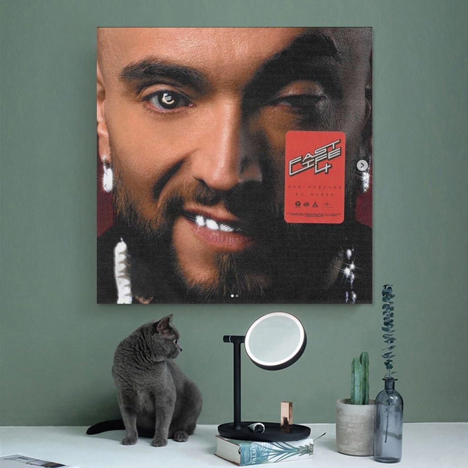 PJEYGF Poster su tela con album musicale "Gue' Pequeno & DJ Harsh", FASTLIFE 4, decorazione per camera da letto, idea regalo