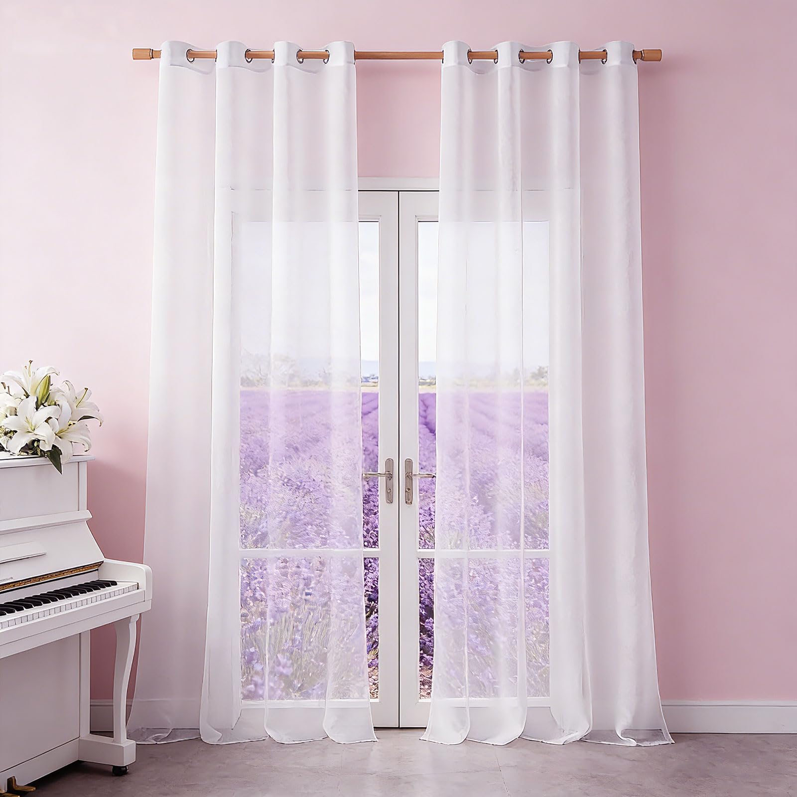 Cortinas de lino GUOJUN de 60x155cm con caída vertical premium para ventanas y balcones