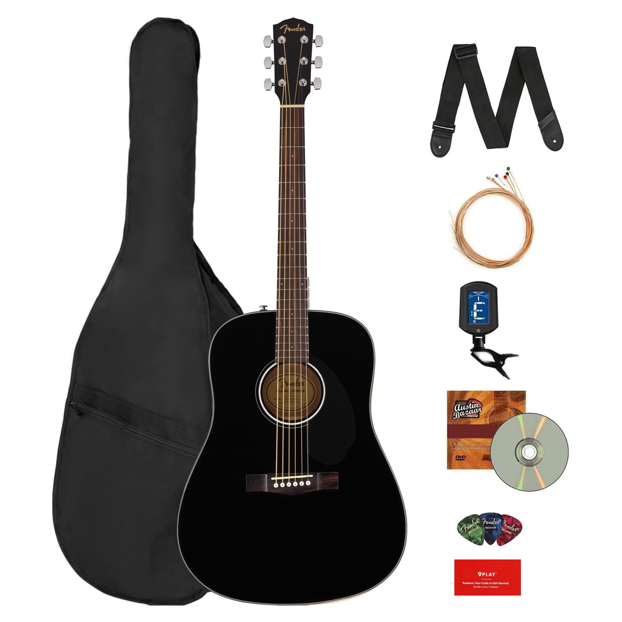 Amazon.com: Fender Classic Design Dreadnought Acoustic Guitar