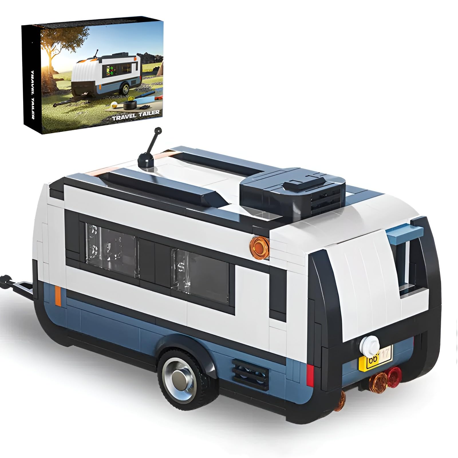 Travel Trailer Caravan Building Set, Camper Van Touring Car Bricks Kit Gift