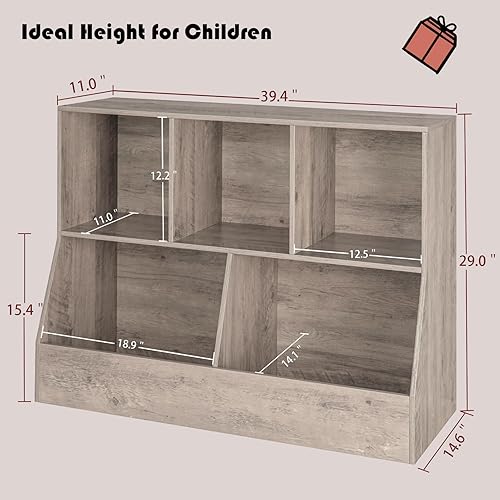 Miniatura 3 de DINZI LVJ Organizador de almacenamiento de juguetes, estantería para niños, armario de almacenamiento de juguetes de madera, estantería para niños