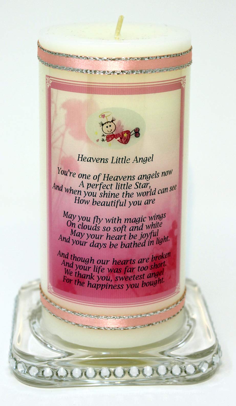 Cellini Candles Women's Pink Baby Girl, Heavens Little Angel, Memorial Candle Personalised In Remembrance Or Sympathy