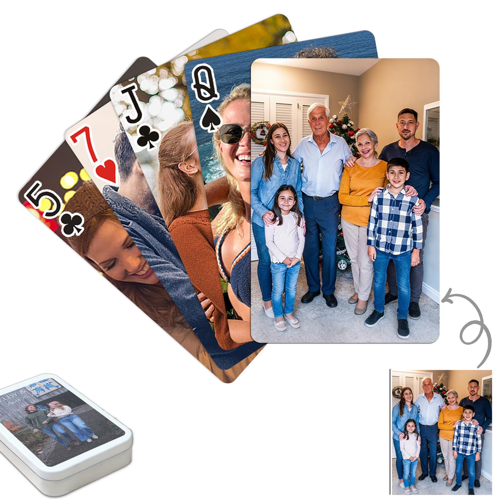 BPWBCSLXX33 Custom Playing Cards Personalised Playing Cards with Photo Customized Deck of Cards Gift for Family Party Wedding - Edge-To-Edge