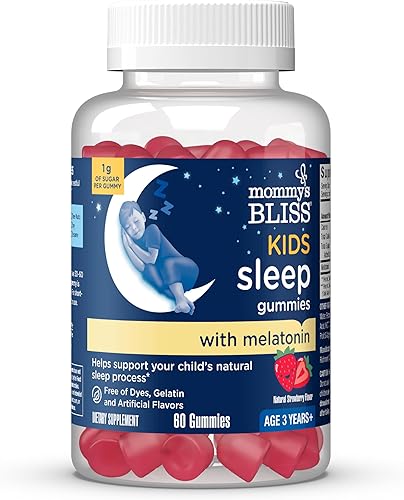 Gominolas Mommy's Bliss de dormir para niños, con melatonina, ayudan al proceso natural del sueño del niño, a partir de 3 años, sabor fresa, 0.04oz