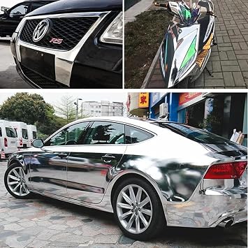KROM Aynalı Varak Gümüş Krom Parlak Kendinden Yapışkanlı Otomobil Jant Motorsiklet Bisiklet Mobilya Beyaz Eşya Aksesuar Kaplama Folyosu Su Geçirmez Dayanıklı Folyo (122cmX1Metre)