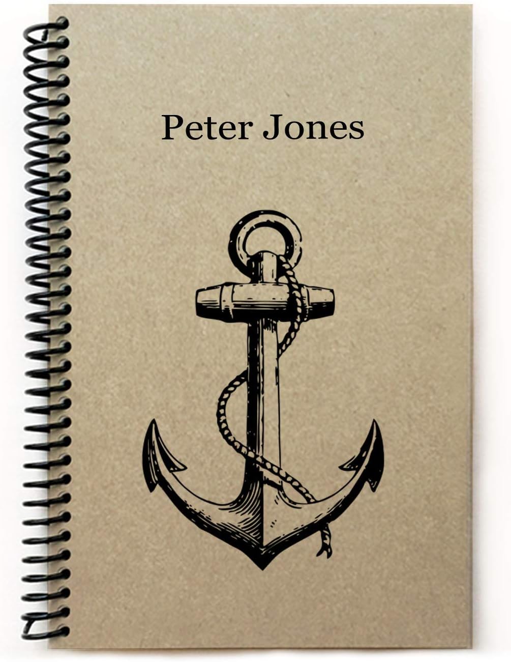 Cupid Design Studio Anchor nautical custom journal, kraft cover notebook, 5.5x8.5 (Lined pages)