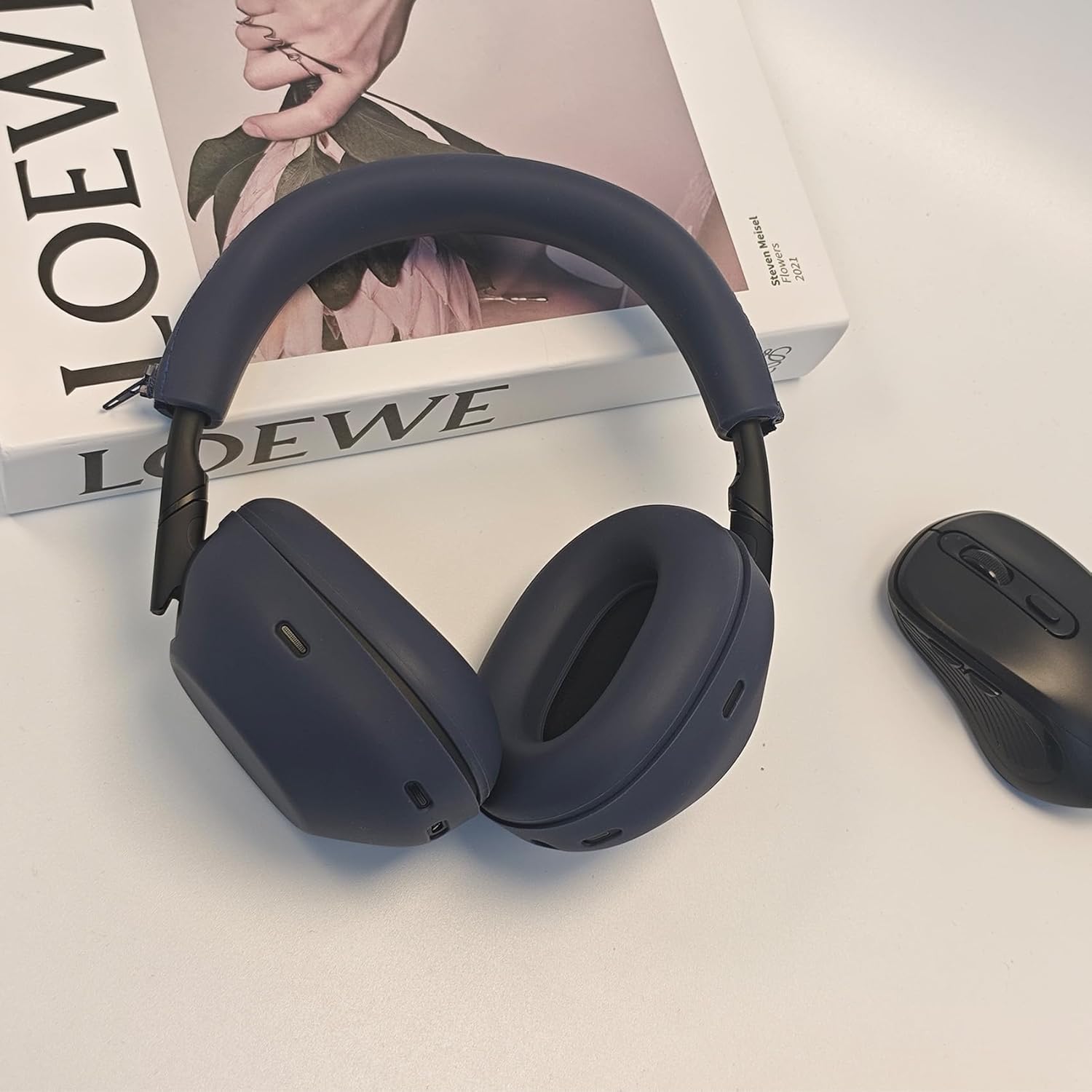 【3 in 1】 WH-1000XM6 Silicone Case Cover Set,Anti-Scratch Ear Pad/Shell/Headband Cover for Sony WH-1000XM6 Headphone,Soft Silicone Protector Accessorie(Midnight Blue) - Image 7